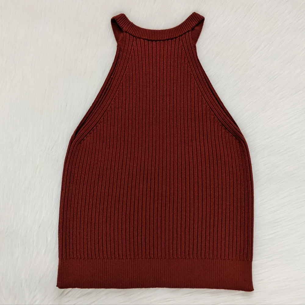Theory Waxson Prosecco Ribbed Knit Sweater Tank | Burnt Paprika | Medium - Picture 10 of 14
